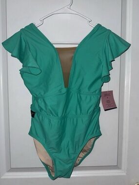 Kandi Kouture NWT!! Turquoise One-Piece Dance Leotard Size Teen Large (8/9)